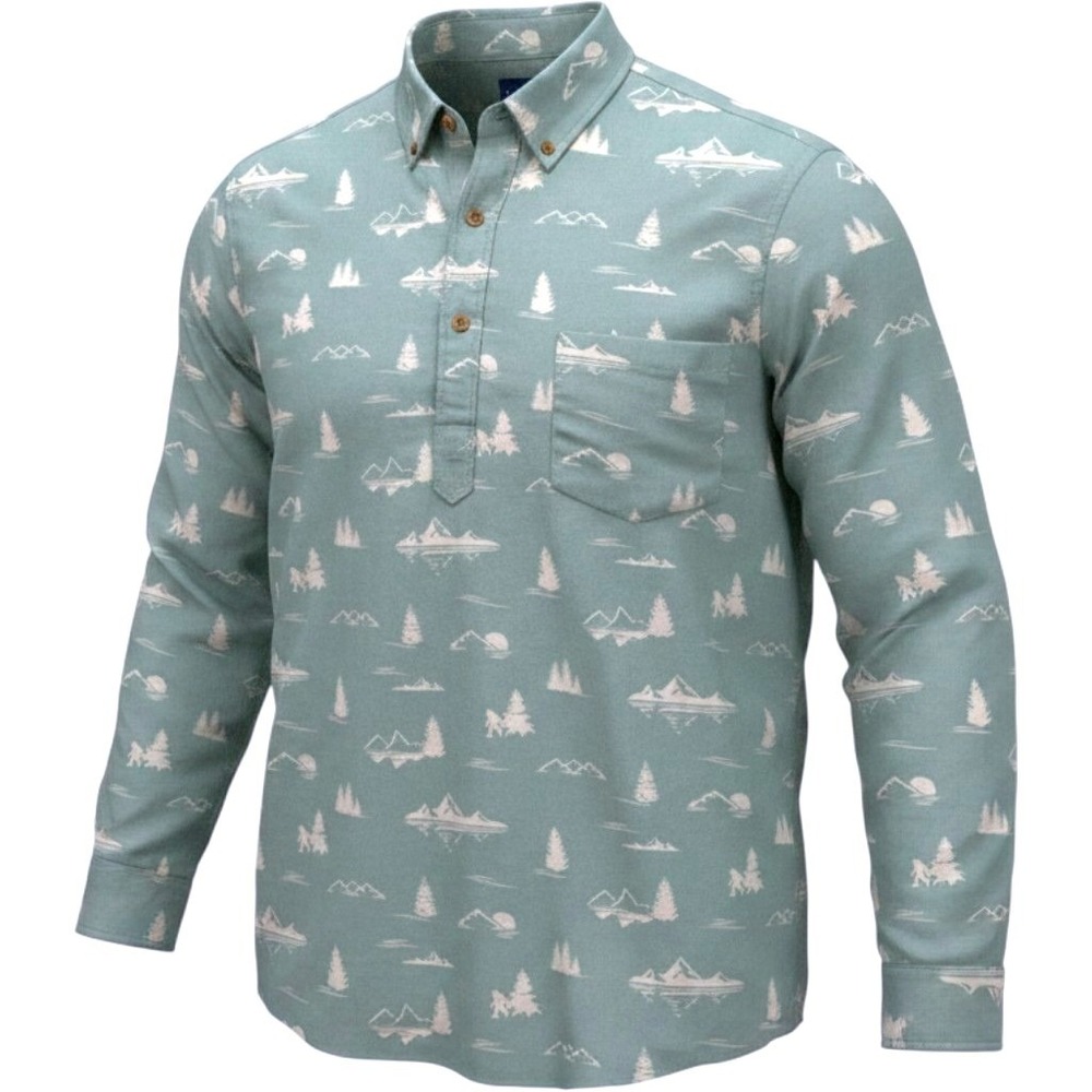 Chubbies The Nutter Shirt XXL Sage Green Mountain Print Long Sleeve Cotton Posh